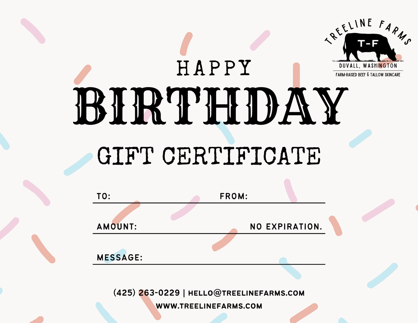 Gift Certificate for Treeline Farms