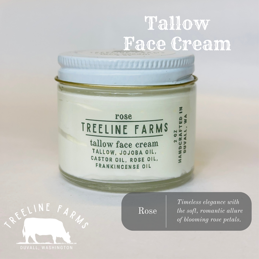 Jar of Tallow Face Cream from Treeline Farms on a light background