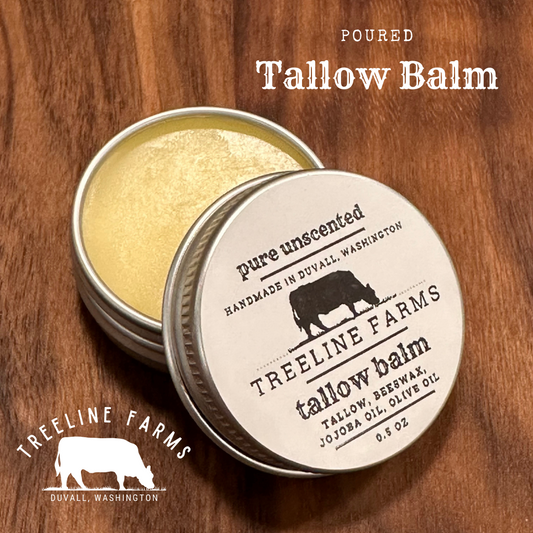 Poured balm into a half ounce tin, great for lips, cuticles, or trouble spots that need extra moisturizing attention.